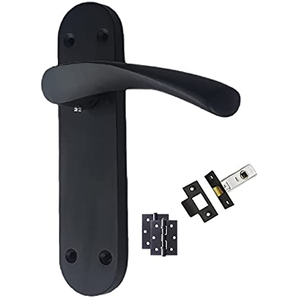 Golden Grace Matt Black Astrid Door Handle Set 182 x 45mm Image