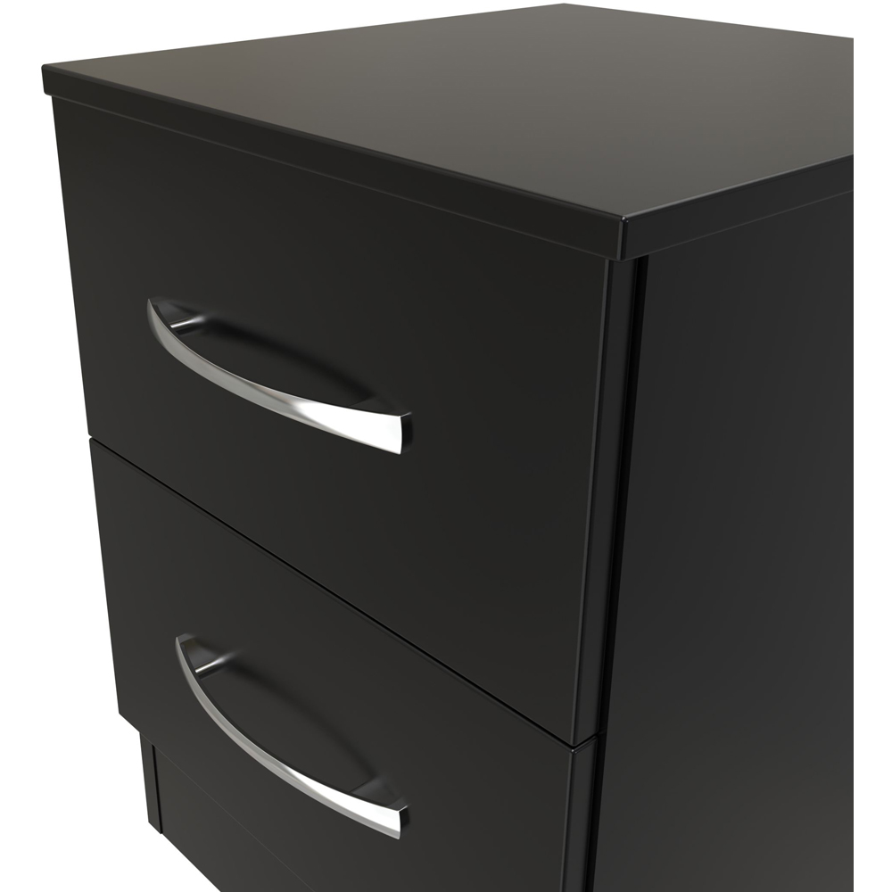Crowndale Avon 2 Drawer Black Matt Compact Bedside Cabinet Ready Assembled Image 5