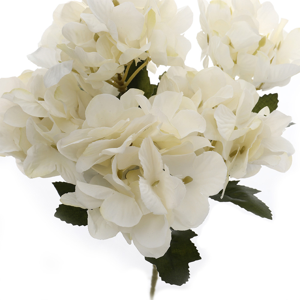 Living and Home White Silk Artificial Hydrangea Bouquet 35cm Image 4