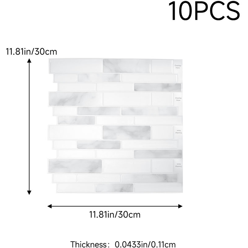 Living and Home Brick Effect Grey and White Self Adhesive Wall Sticker 10 Pack Image 8