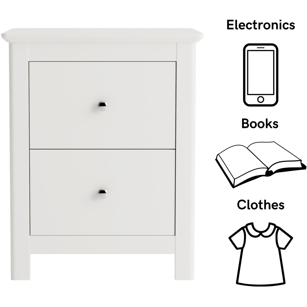 Core Products Nairn 2 Drawer White Bedside Cabinet Image 6