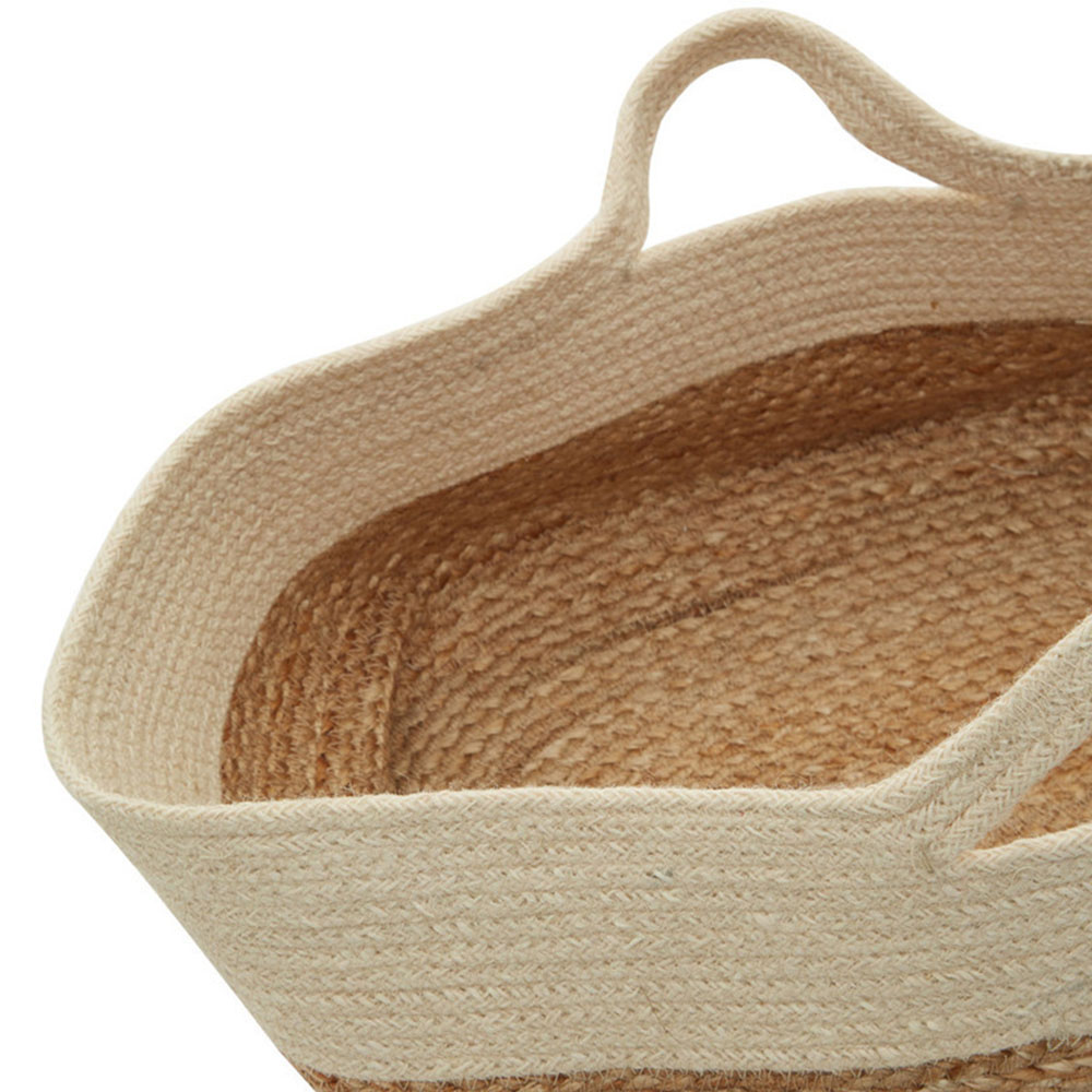 Premier Housewares Natural and White Oval Jute Basket Image 6