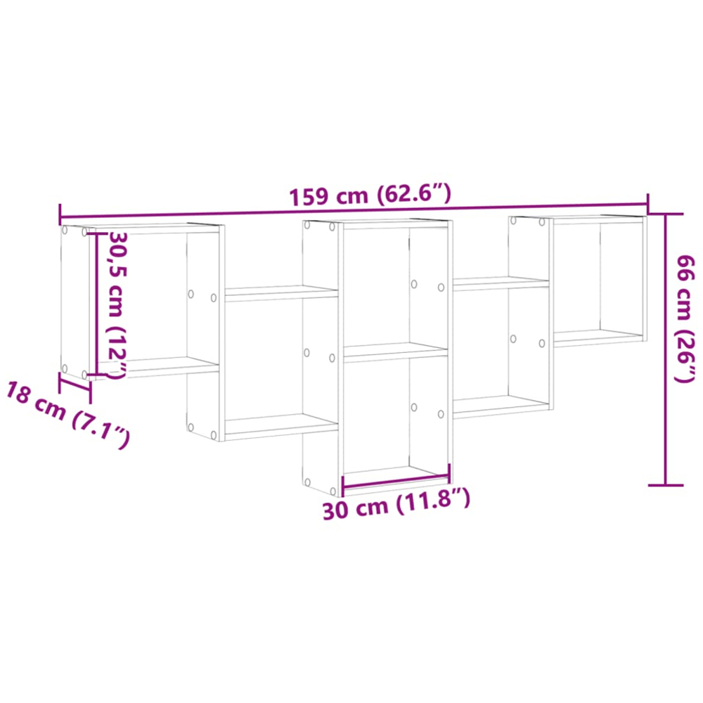 vidaXL 6 Open Shelf Grey Sonoma Wall Shelf Image 9