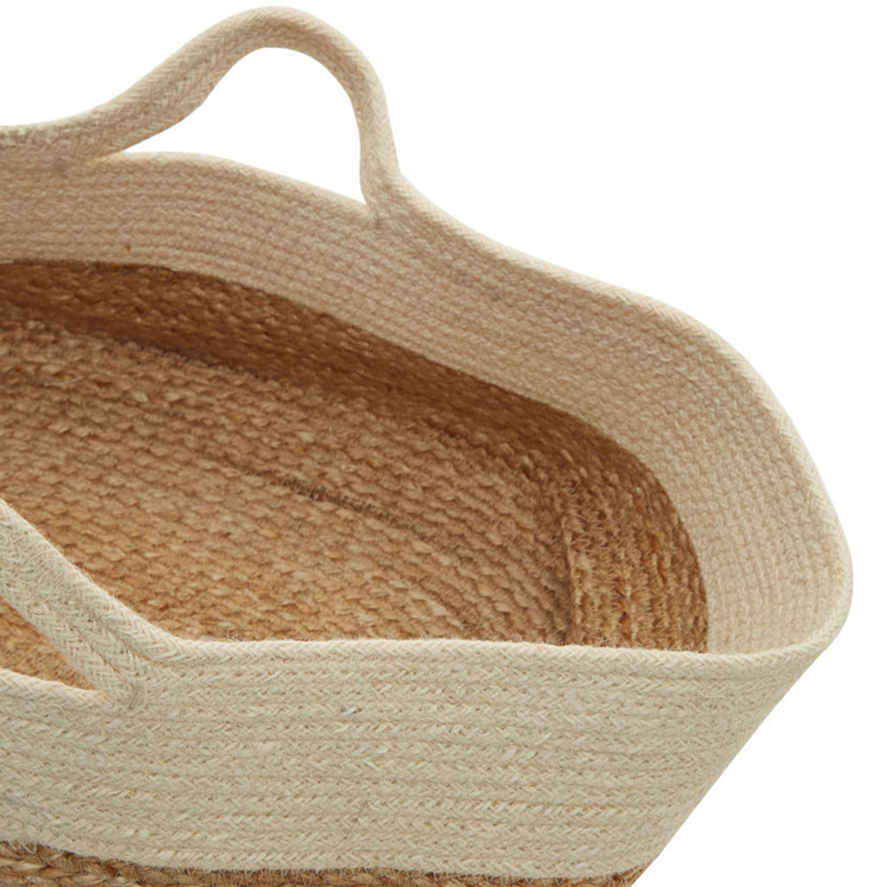 Premier Housewares Natural and White Oval Jute Basket Image 2
