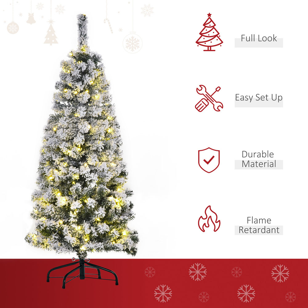 Everglow Warm LED Pre-Lit Snow Flocked Green Artificial Christmas Tree 4ft Image 3
