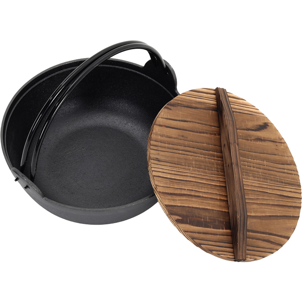 Living and Home Dia Cast Iron Campfire Cooking Pot with Wooden Lid 29cm Image 4