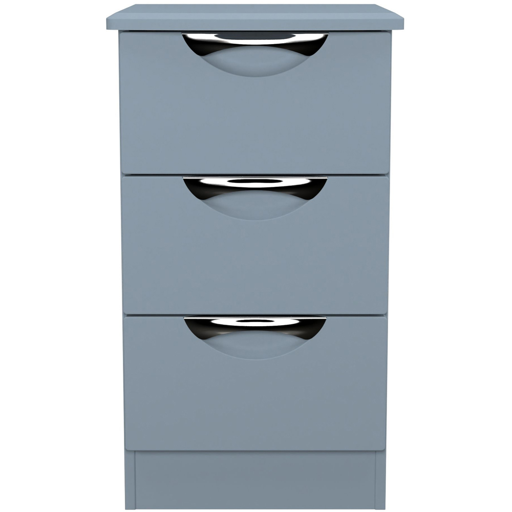 Crowndale Camden 3 Drawer Denim Blue Bedside Cabinet Ready Assembled Image 2
