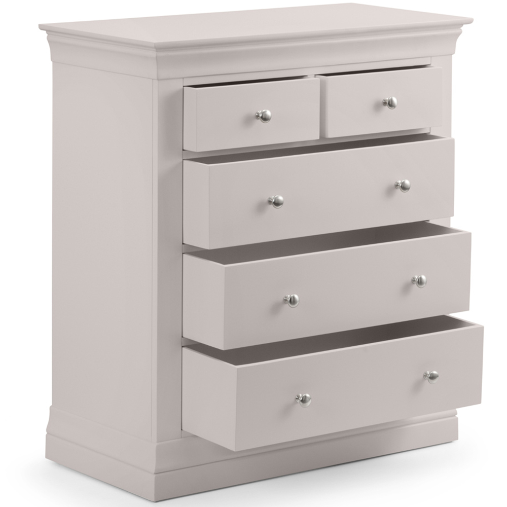 Julian Bowen Clermont 5 Drawer Light Grey Chest of Drawers Image 4