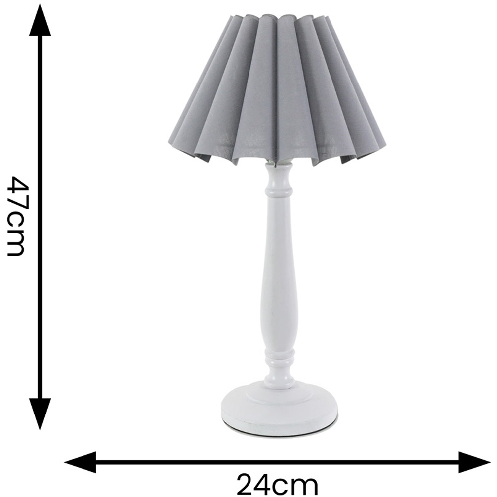 ValueLights Victoria Grey Scallop Shade White Wood Candlestick Stem LED Table Lamp Image 4