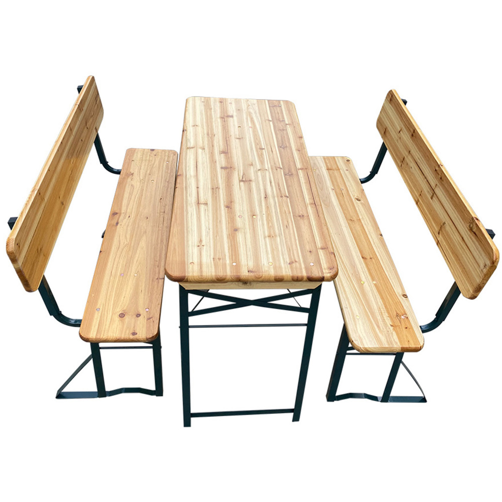 Living and Home 2 Seater Rustic Wooden Outdoor Table and Bench Set Image 3