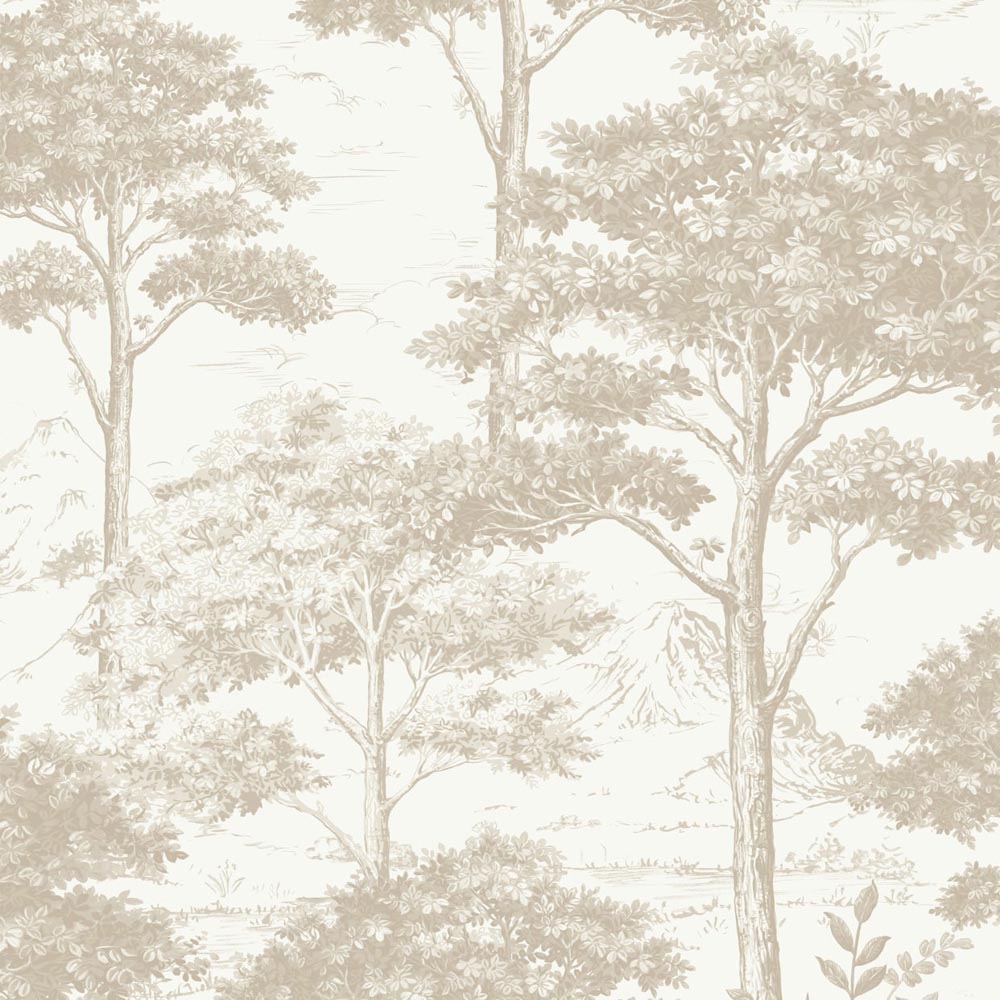 Grandeco Etched Tree Toile Neutral Textured Wallpaper Image 1