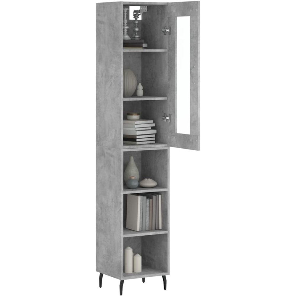 vidaXL Single Glass Door 3 Shelf Concrete Grey Highboard Image 3