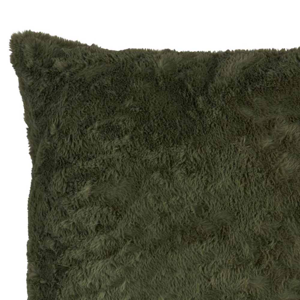 Wilko Olive Green Faux Fur Cushion 55 x 55cm Image 3