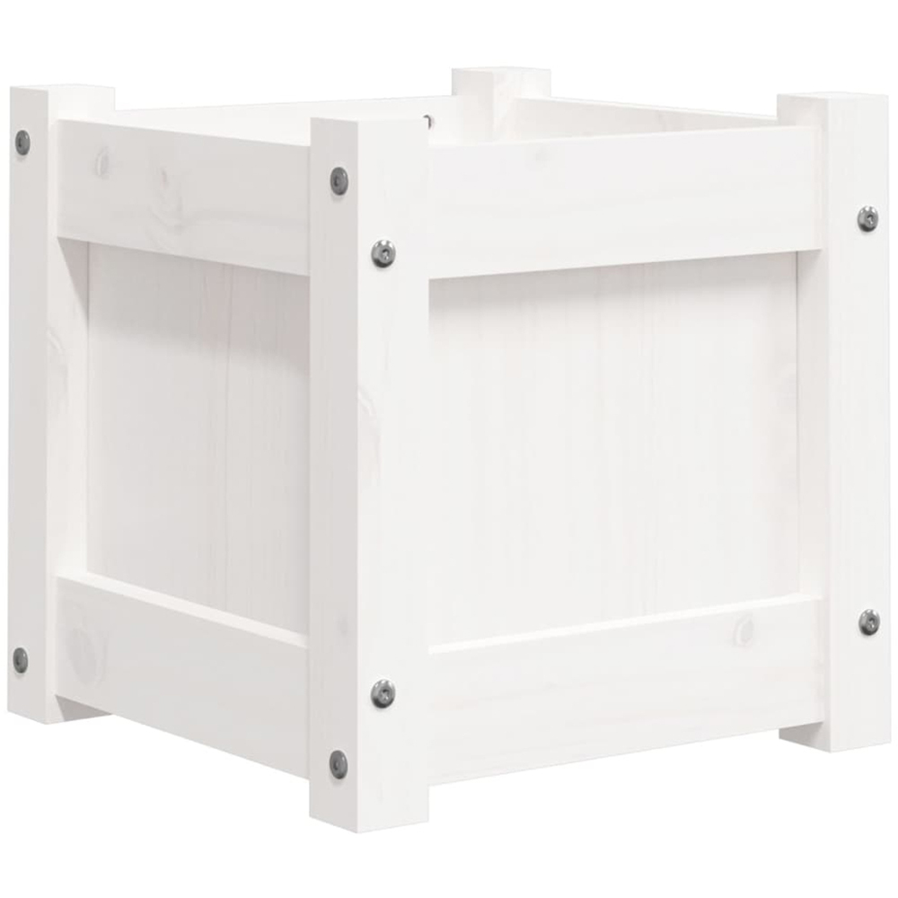 vidaXL White Solid Pine Wood Garden Planter 31 x 31 x 31cm 2 Pack Image 7