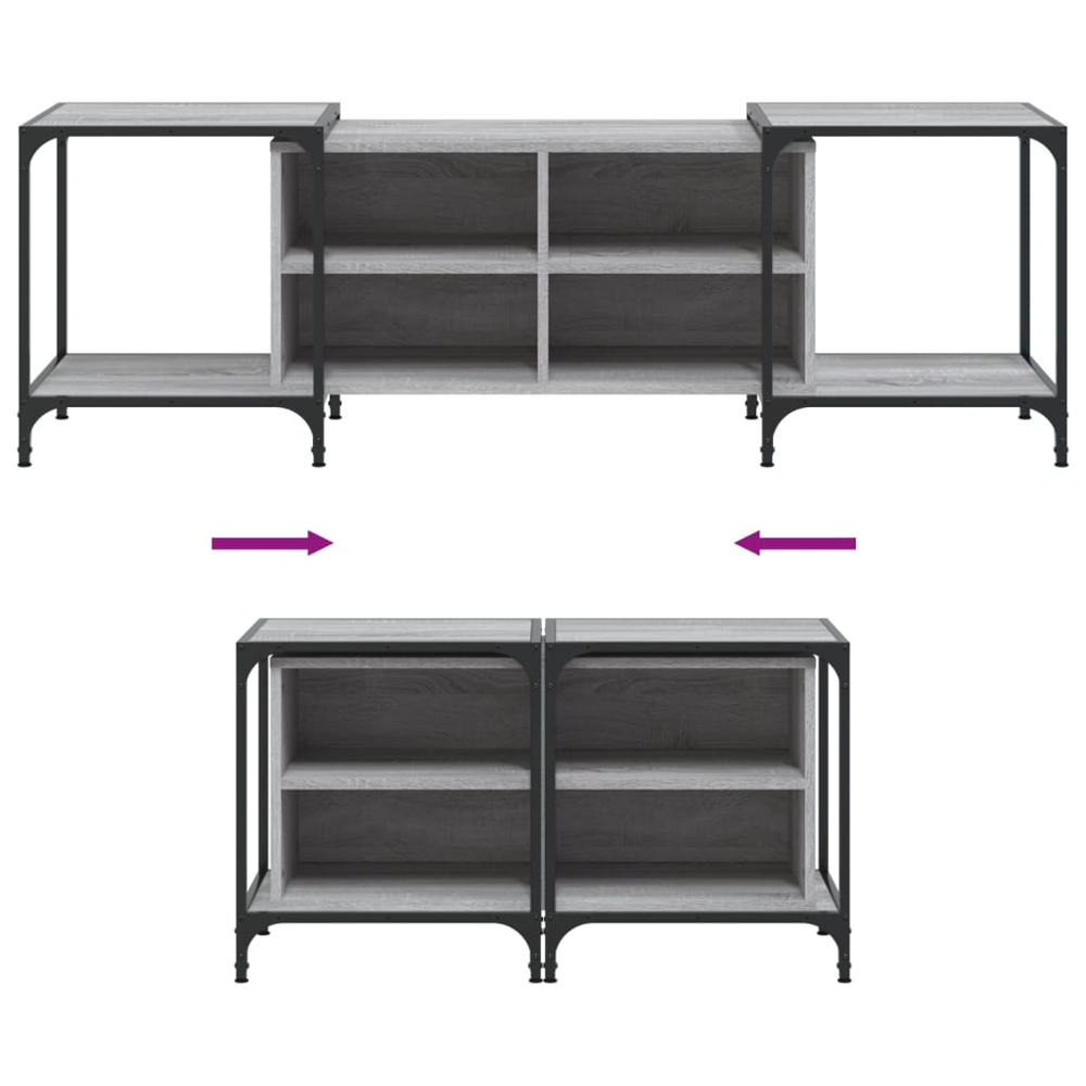 vidaXL 4 Shelf Grey Sonoma Adjustable TV Cabinet Image 7