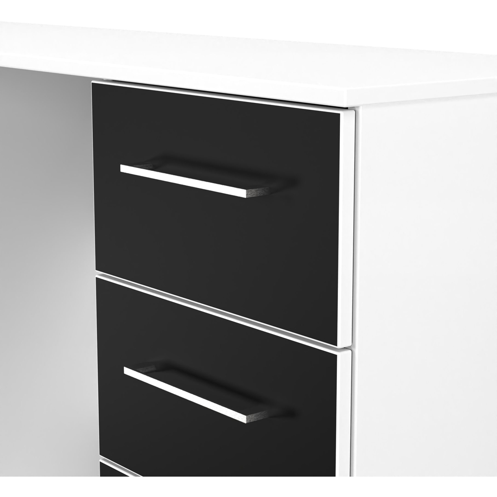 Crowndale Worcester 6 Drawer Matt Black and White Kneehole Desk Ready Assembled Image 5