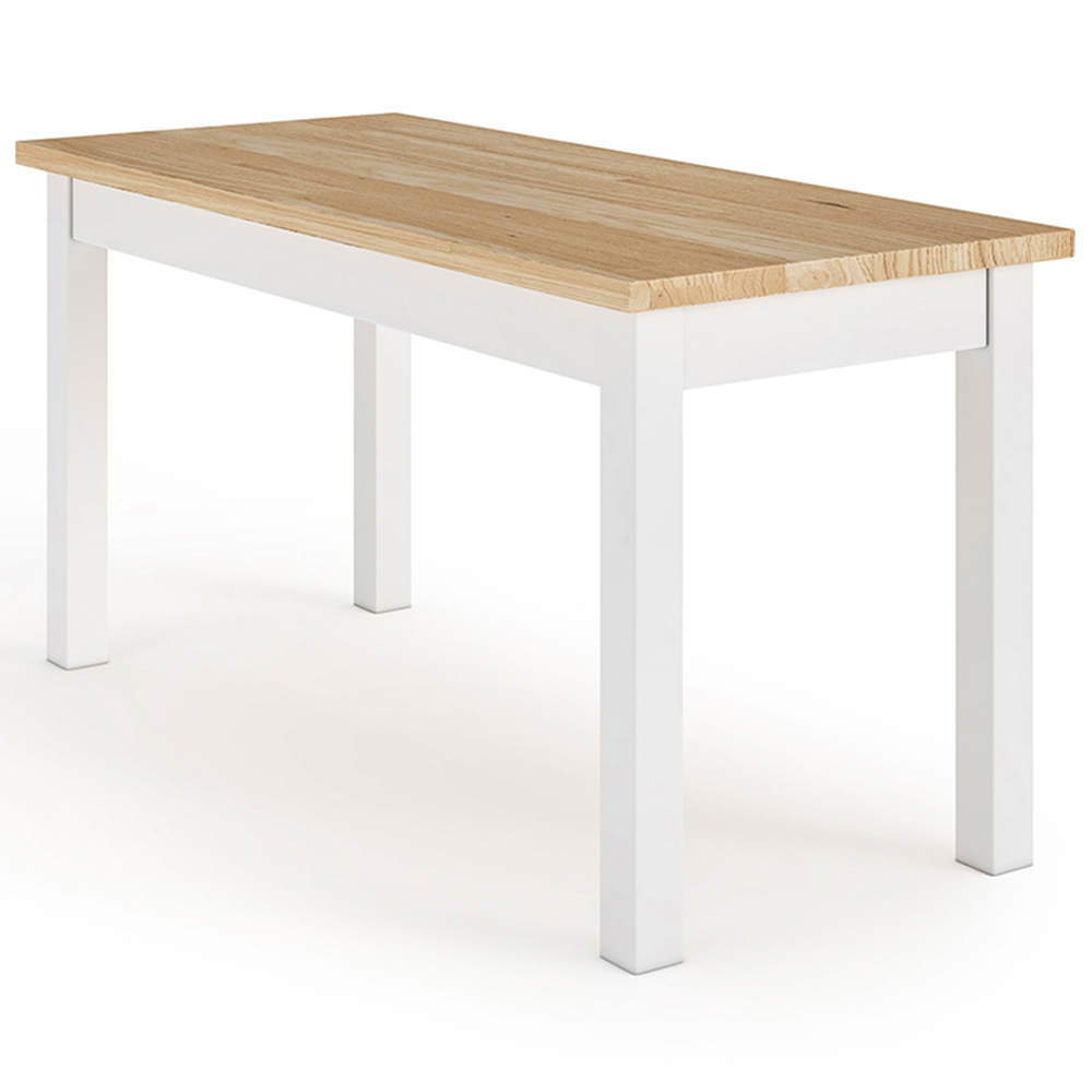 Living and Home 4 Seater White Wooden Dining Table and Bench Set Image 6