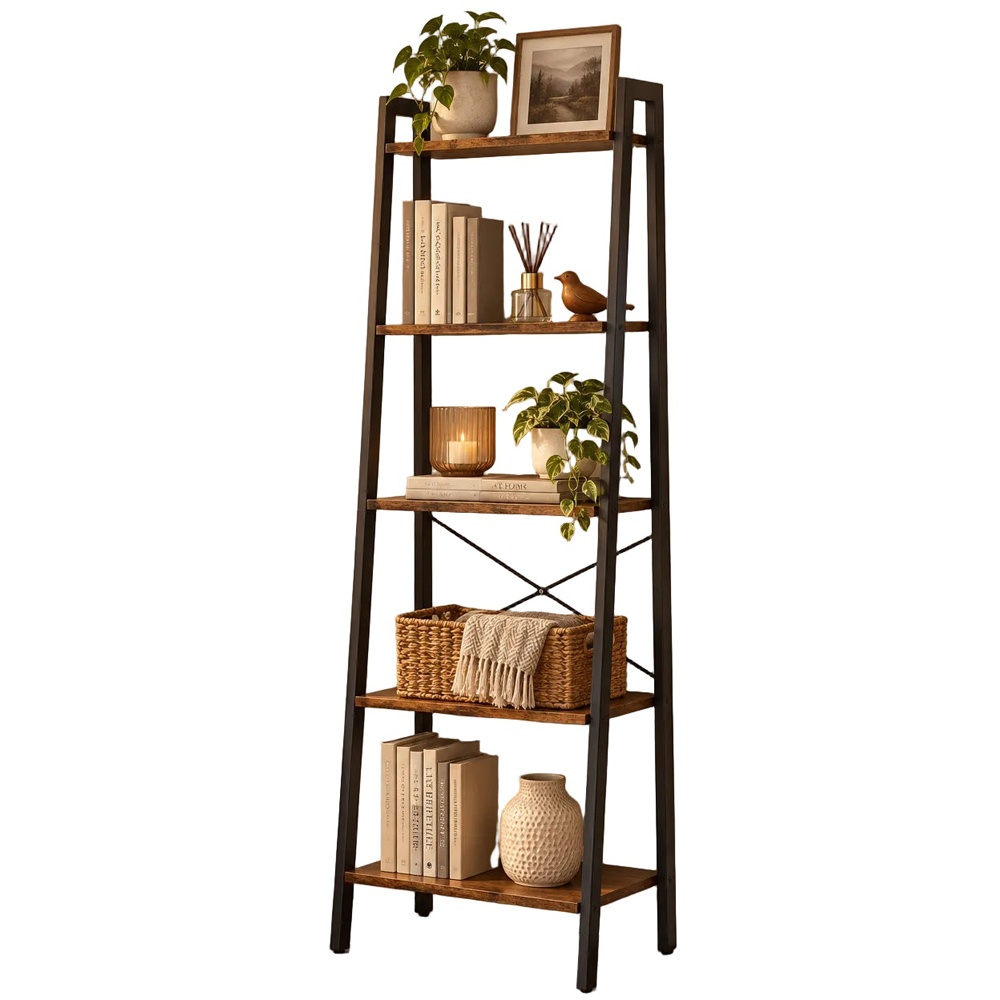 Modcraft 5-Tier Industrial Ladder Bookshelf Image 3