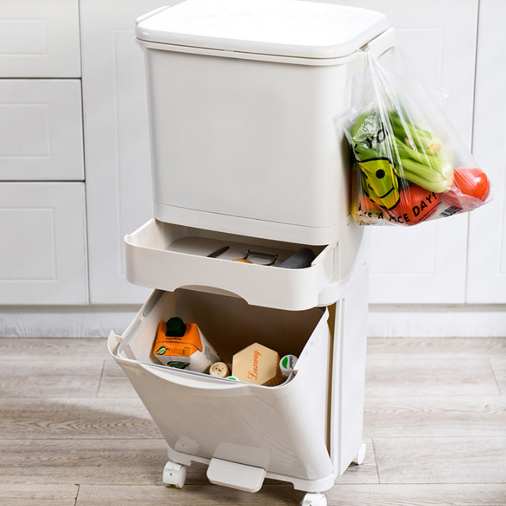 Living and Home White Recycling Pedal Bin 42L Image 2