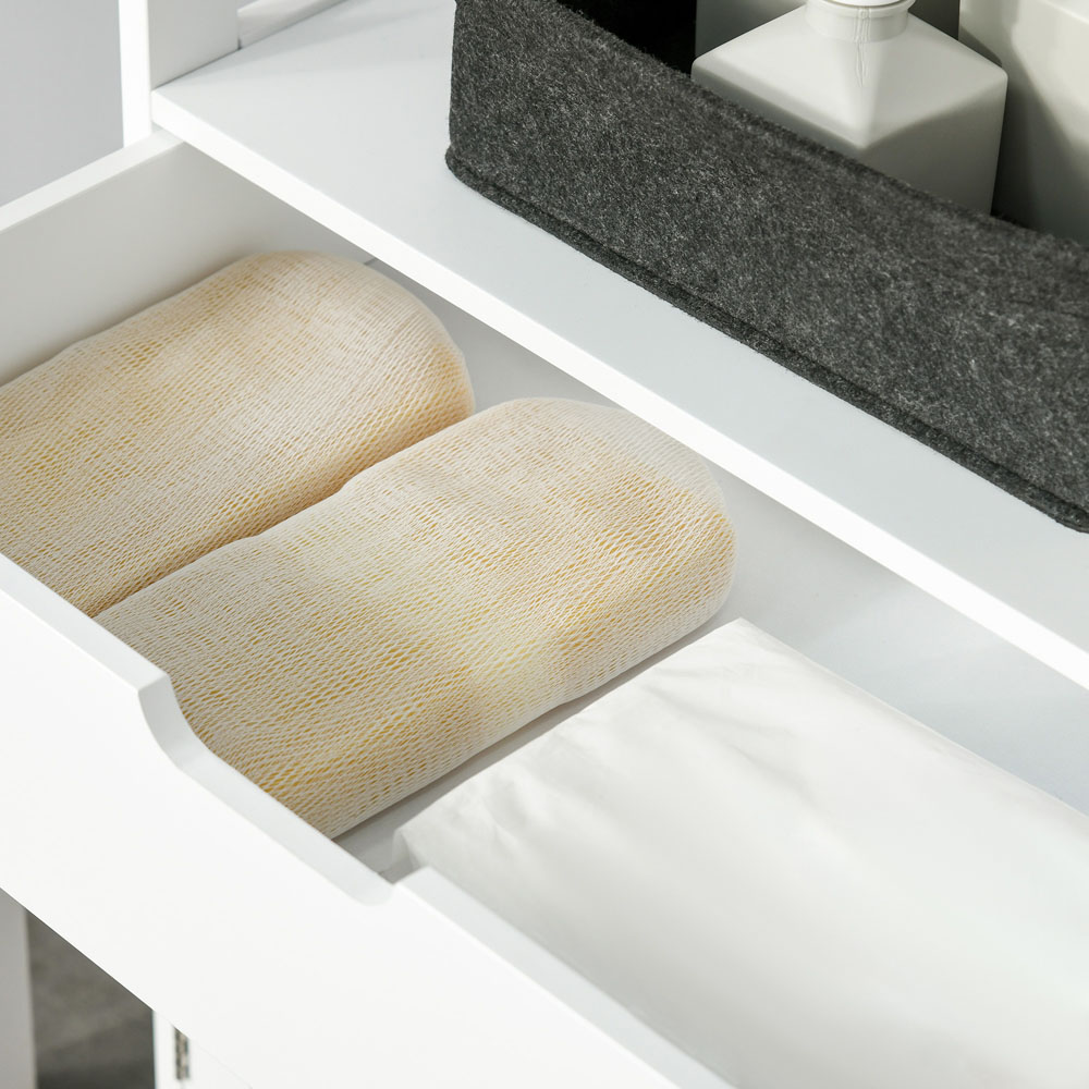 Kleankin 2 Door Single Drawer White Floor Cabinet Image 4