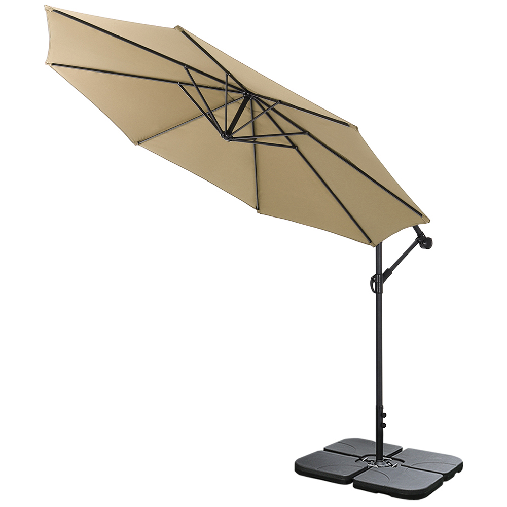 Living and Home Taupe Garden Cantilever Parasol with Square Base 3m Image 3