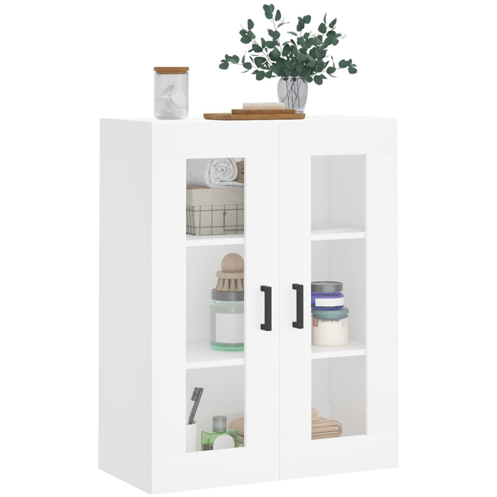 vidaXL 2 Glass Door White Wall Mounted Cabinet Image 3