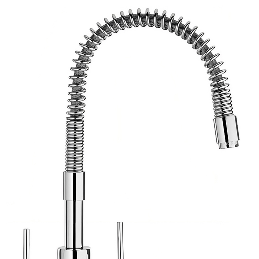 Piralla Vox Flexi Polished Chrome Twin Lever Flexible Spout Kitchen Tap Image 2