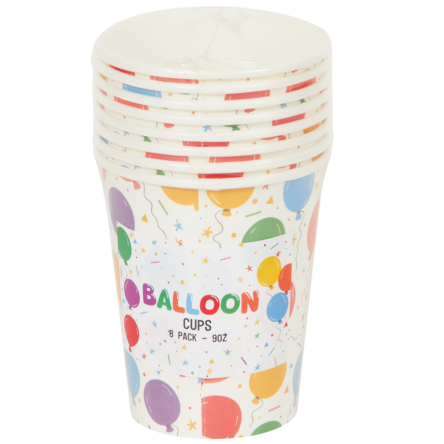 Pack of 8 Balloons Paper Cups - Multicolour Image 1