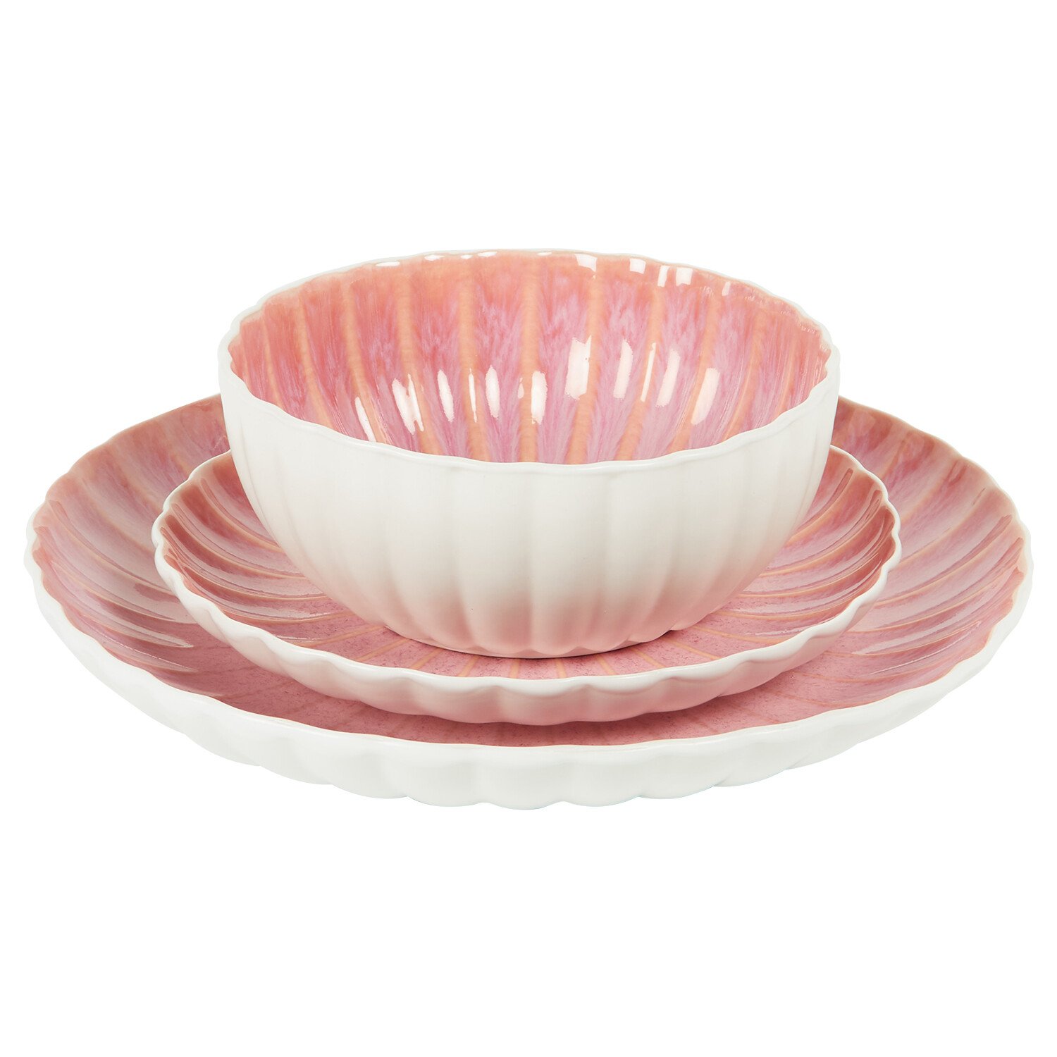 12 Piece Pink Reactive Glaze Dinner Set Pink Image 1