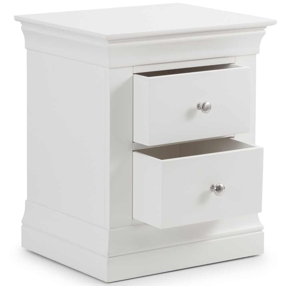 Julian Bowen Clermont 2 Drawer Surf White Bedside Table Image 4
