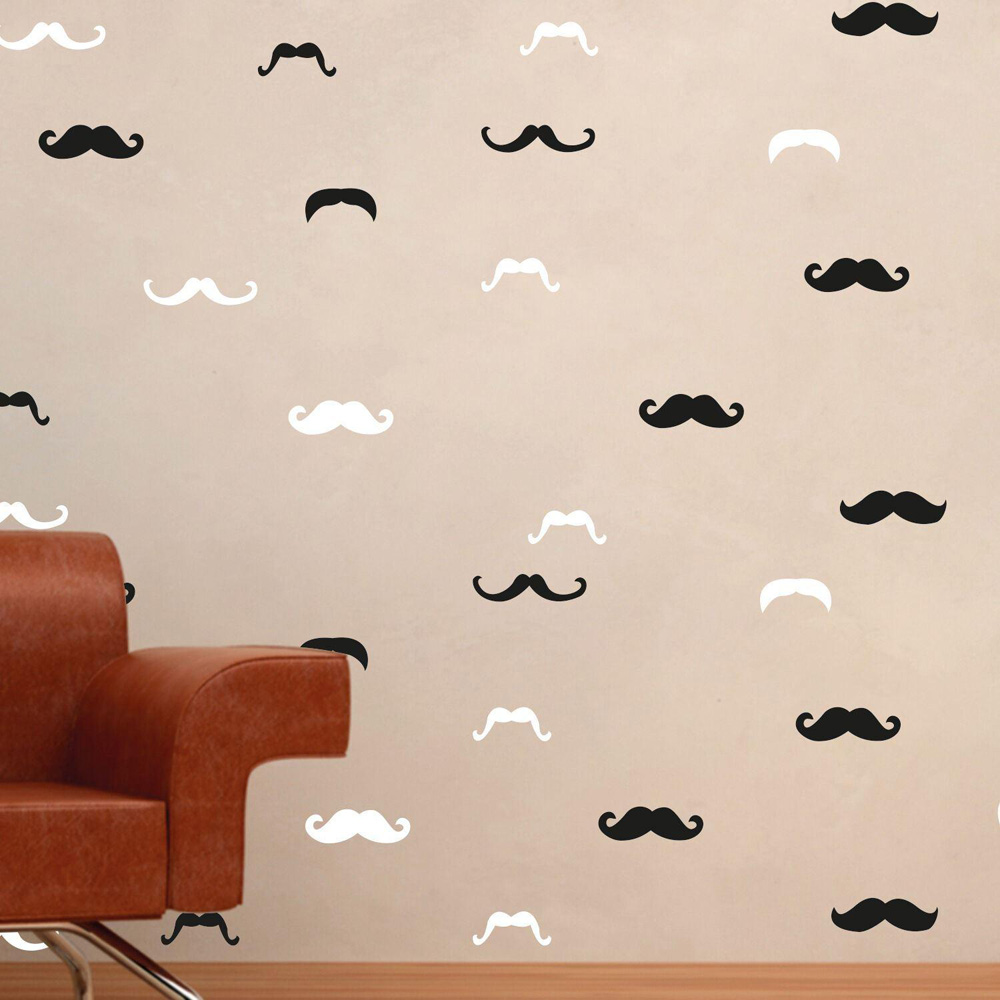 Walplus Black and White Moustaches Vinyl Wall Stickers Image 1