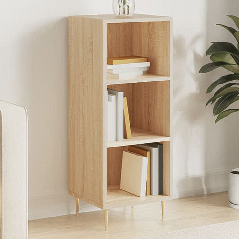 vidaXL 3 Shelf Sonoma Oak Narrow Sideboard Image 1