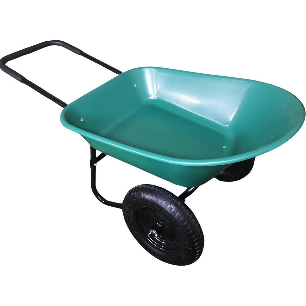 Samuel Alexander Green Heavy Duty Plastic Garden Wheelbarrow 150kg with 2 Wheels Image 1