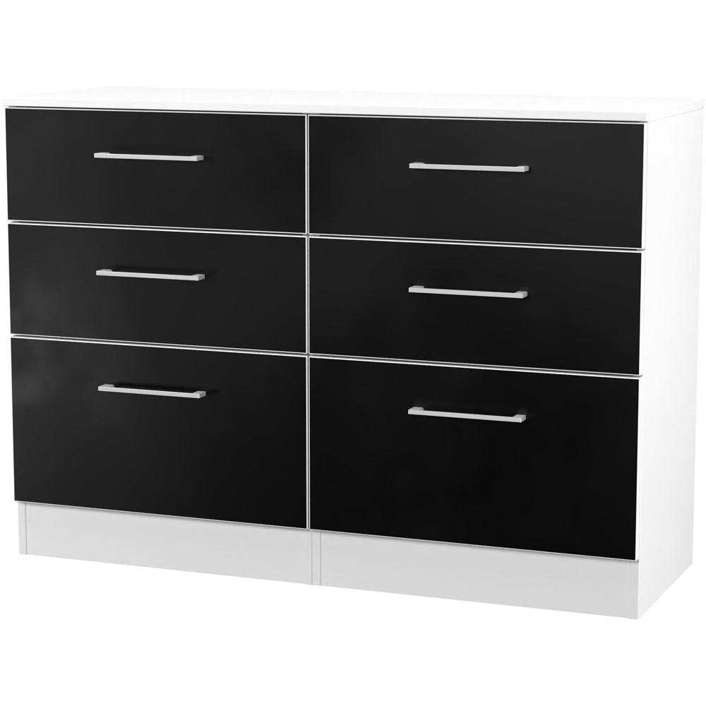 Crowndale Worcester 6 Drawer Matt Black and White Wide Chest of Drawers Ready Assembled Image 3