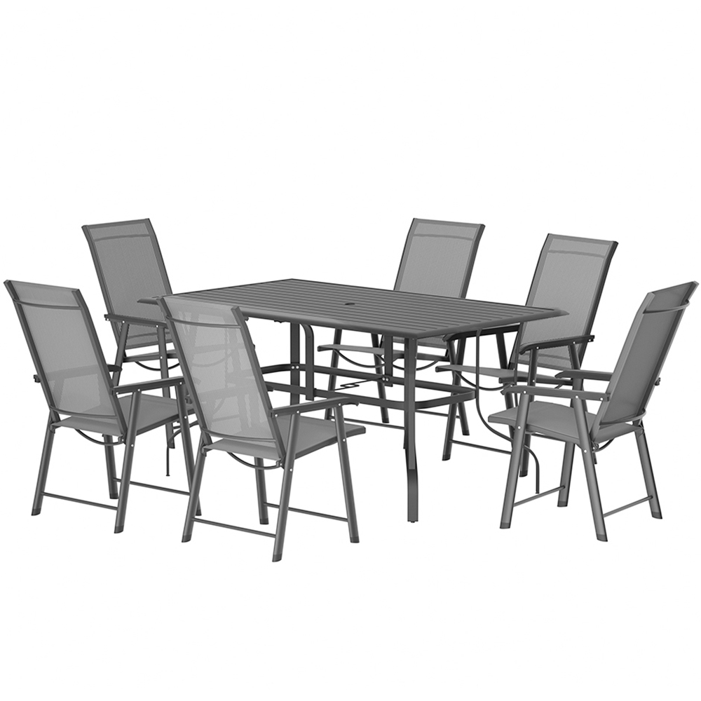 Living and Home Foldable 6 Seater Rectangular Slatted Garden Patio Set Image 2