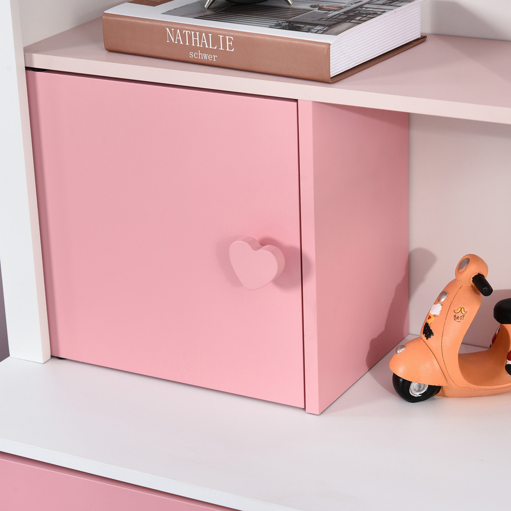 HOMCOM Kids Pink Bookcase with Wheels Image 5
