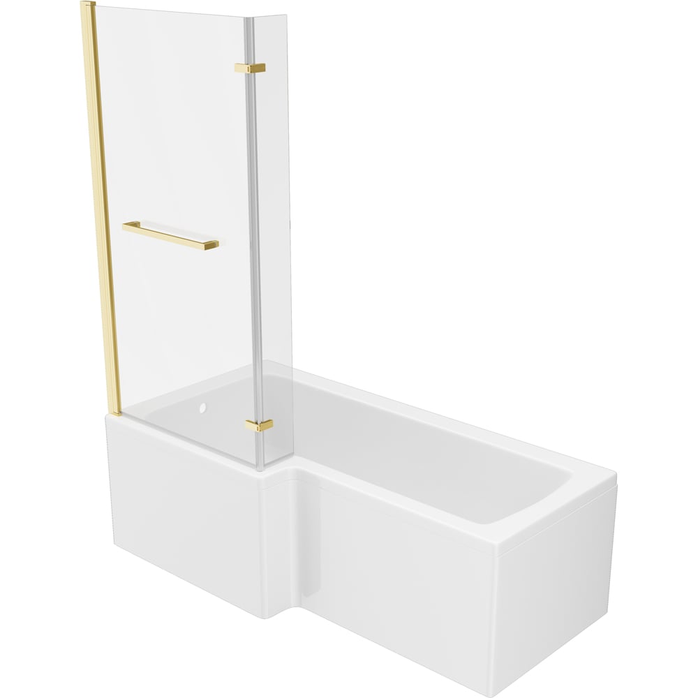 Bathstore Nazare Brushed Brass Left Hand L-Shape Shower Bath Set 1700 x 850mm Image 1