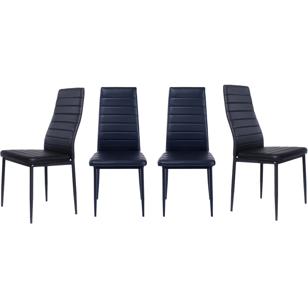 Living and Home Set of 4 Black PU Leather Quilted Backrests Dining Chair Image 4