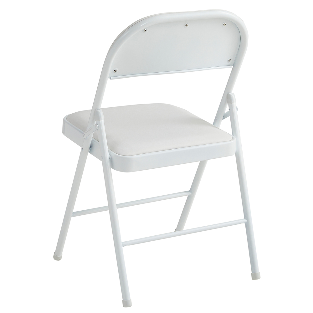 Set of 4 White Padded Folding Metal Dining Chairs Image 4