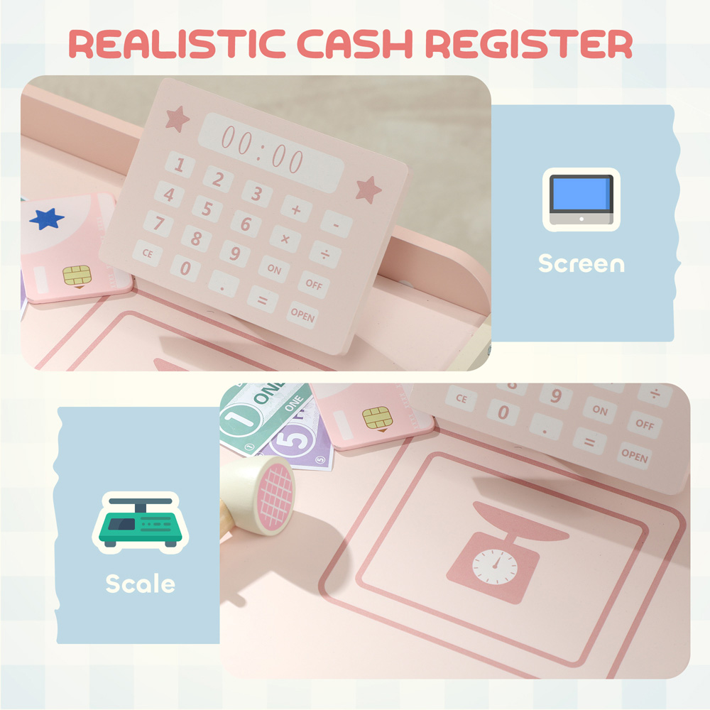 Tommy Toys AIYAPLAY Kids Pink Grocery Store Pretend Play Shop with Cash Register Image 5
