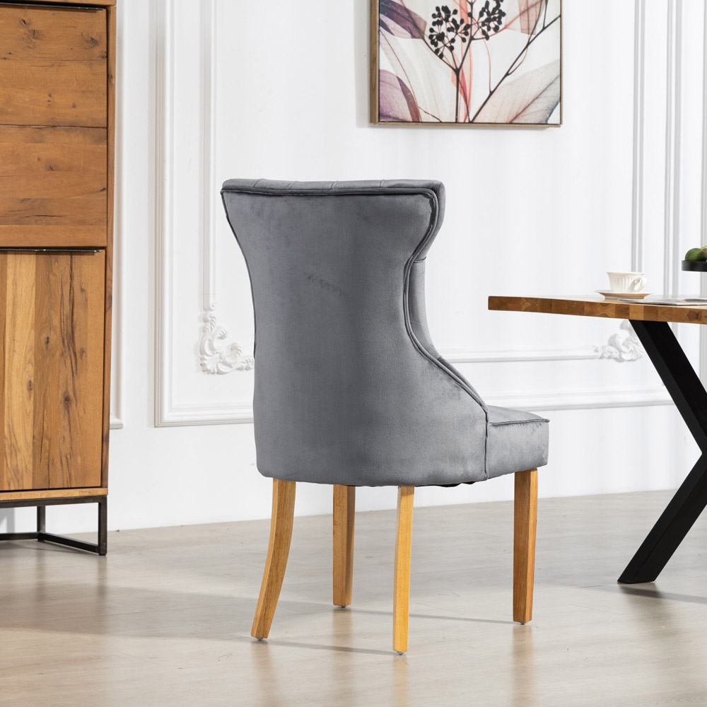 Artemis Home Martina Set of 2 Grey Velvet Fabric Dining Chair Image 4