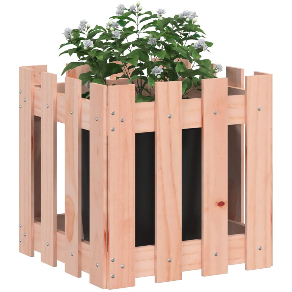 vidaXL Natural Solid Wood Douglas Fence Design Garden Planter 40 x 40 x 40cm Image 2