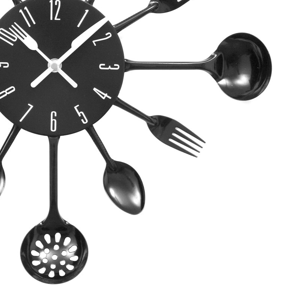 Premier Housewares Black Cutlery Metal Wall Clock Image 5