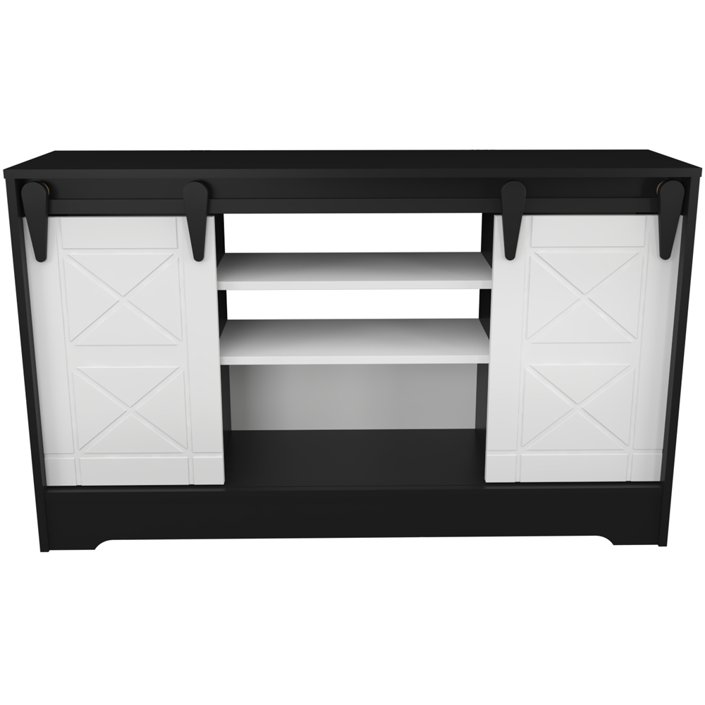 Decorotika Nisay 2 Door 3 Shelf Dark Grey and White TV Unit Image 3