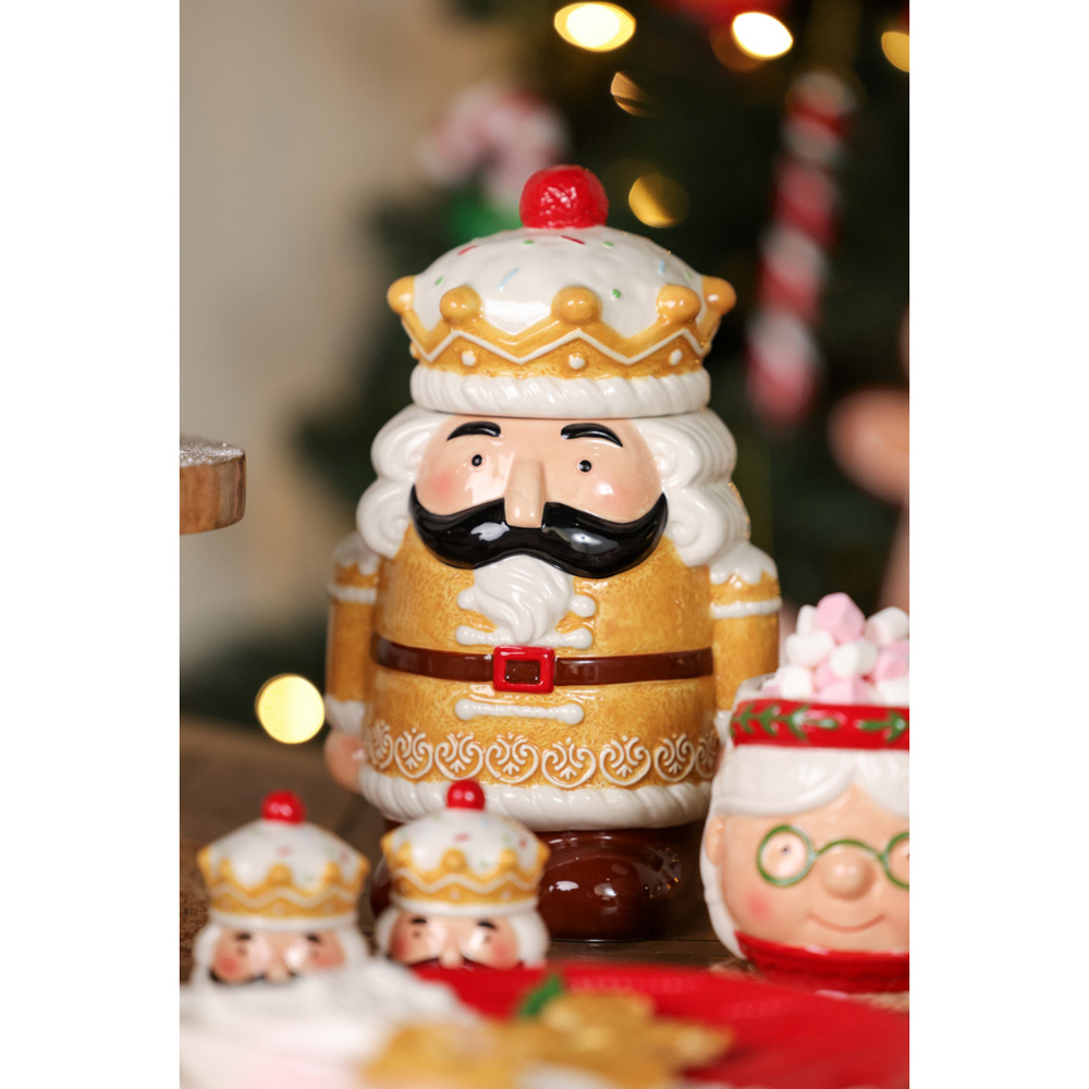 The Seasonal Gift Co. Santa & Friends Gingerbread Nutcracker Ceramic Treat Jar Image 2