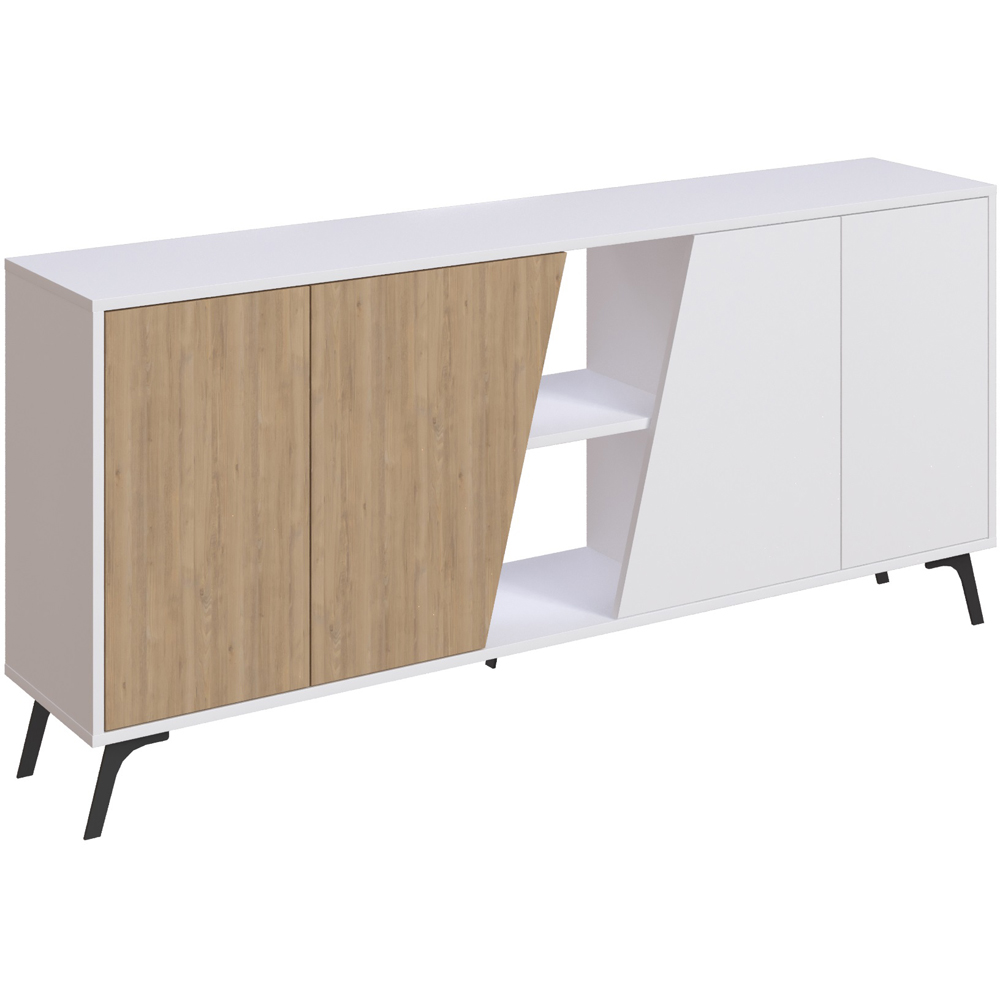 Decortie Fiona 4 Door 2 Shelf White and Oak Sideboard Image 2