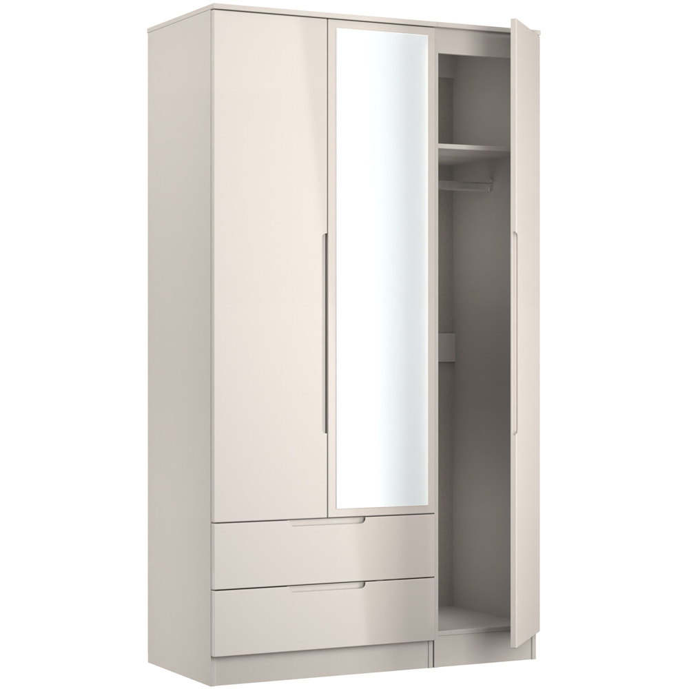 Crowndale Milan 3 Door 2 Drawer Kashmir Gloss and Kashmir Tall Mirrored Wardrobe Ready Assembled Image 6