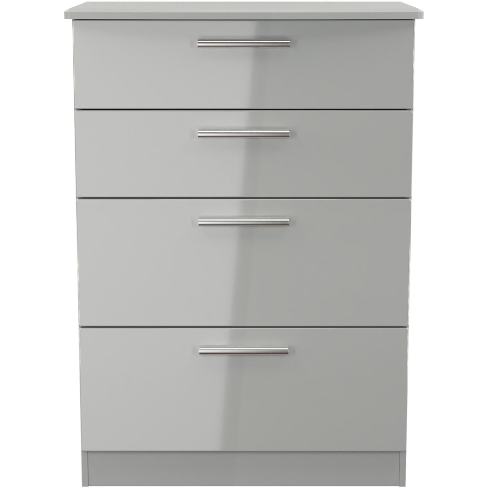 Crowndale Knightsbridge 4 Drawer Grey Gloss and Dusk Grey Deep Chest of Drawers Ready Assembled Image 2