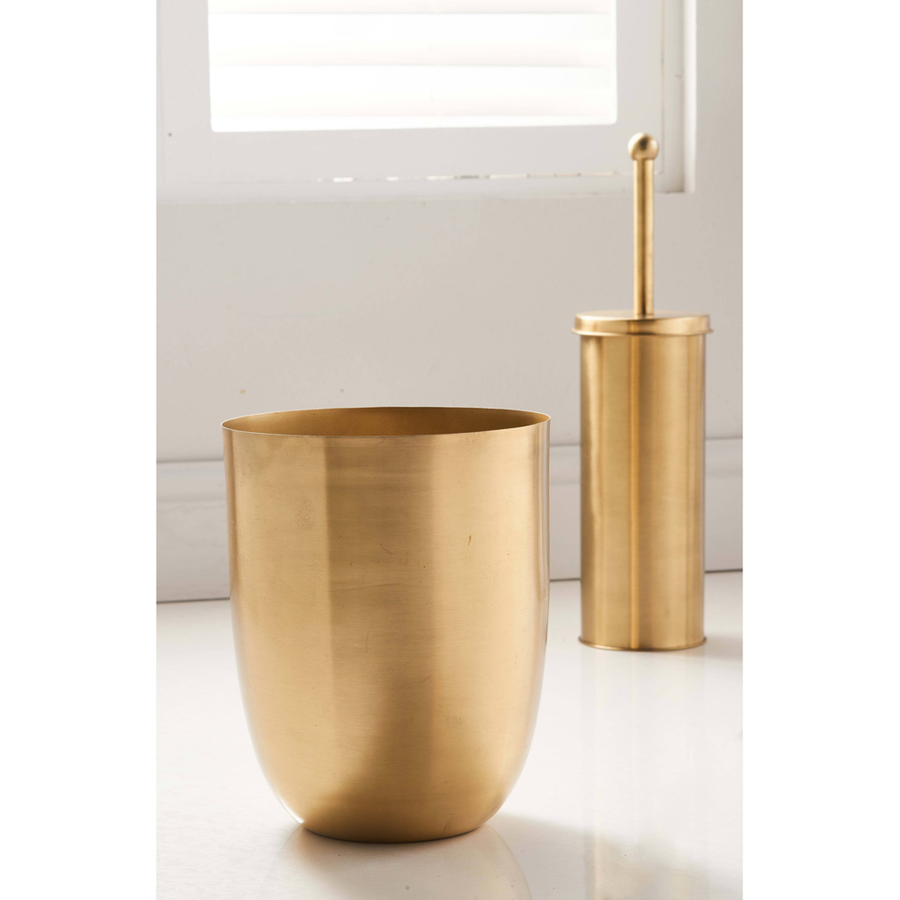 OurHouse Brass Toilet Brush and Bin Image 2