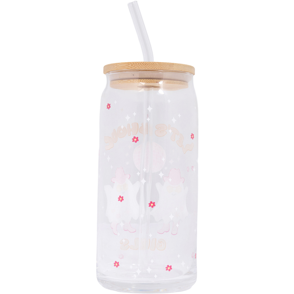 Howdy Ghosts Glass Drinking Jar with Straw Image 2